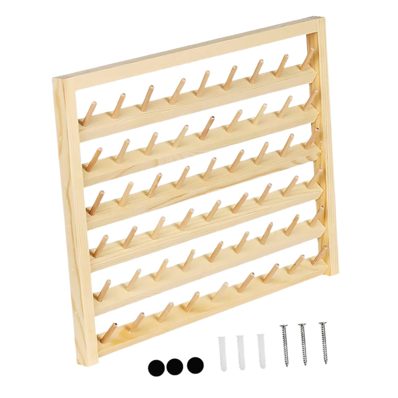 Portarocchetti in Legno da Parete per Organizzare Bobine di Filo da Cucito e Ricamo, Supporto Funzionale per Migliorare Efficienza e Ordine nella Tua Postazione di Lavoro
