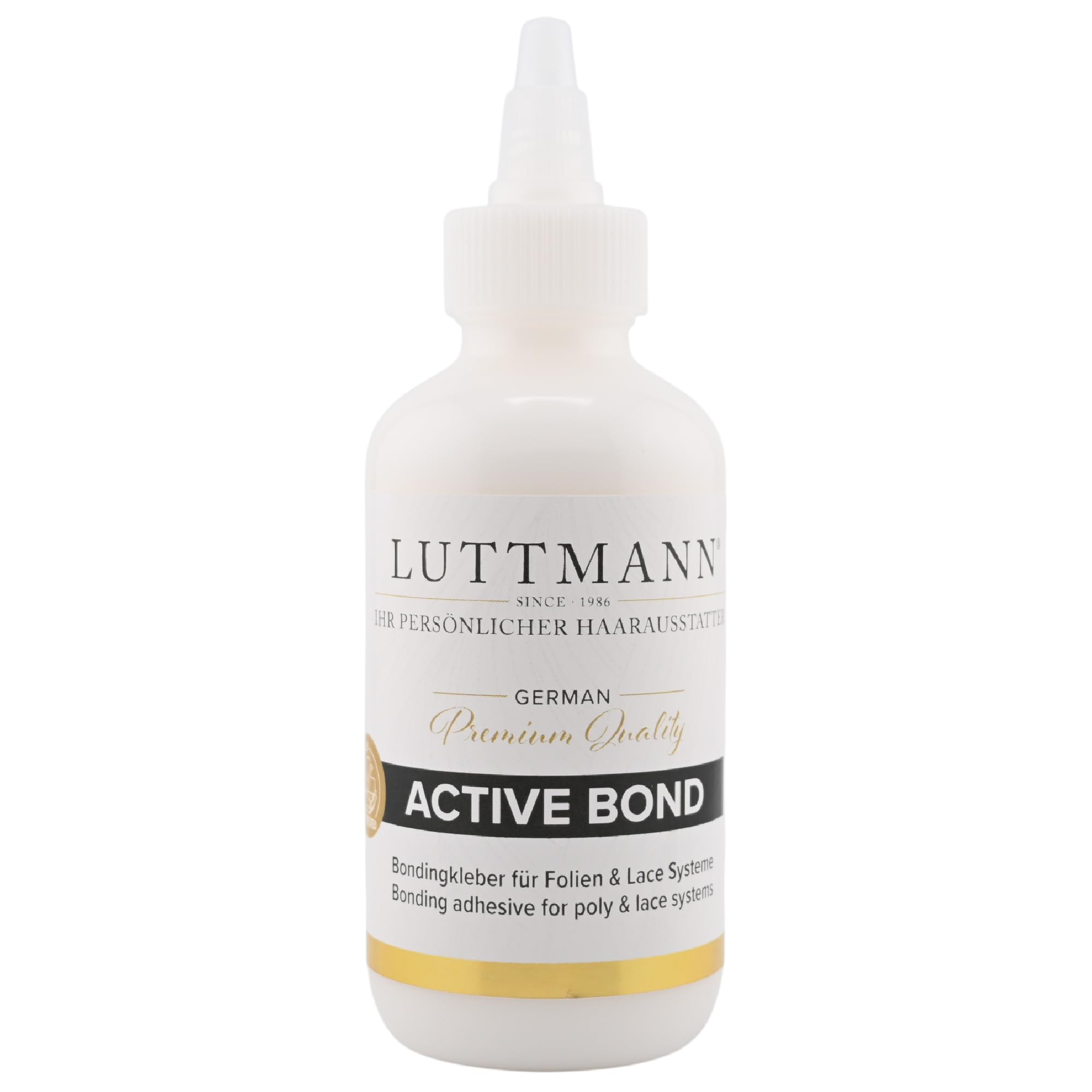 Active Bond - La colla professionale per parrucche con la massima tenuta per parrucche di pizzo, toupet, sistemi di capelli e parrucchini - dermatologicamente testata (147 ml)