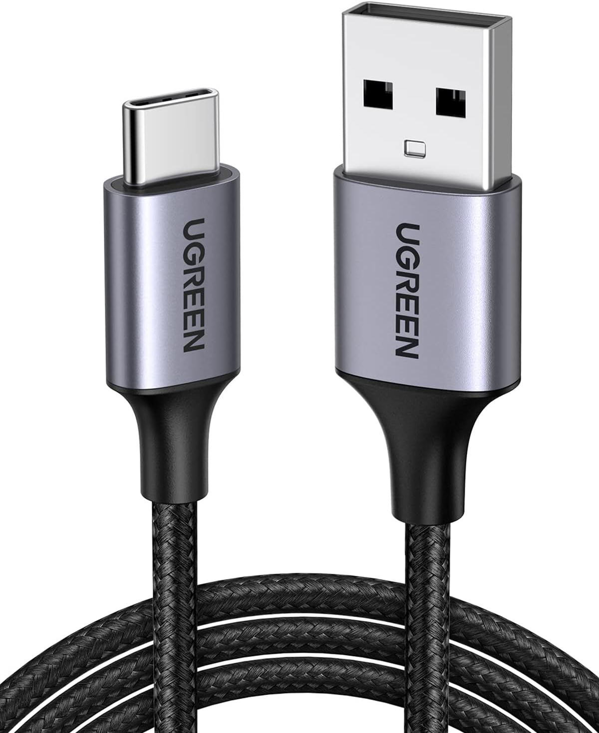 UGREEN USB Type C Cable, USB A to USB C Cable, Nylon Braided, 3A Rapid Charging, Quick Charge 3.0/2.0 Compatible, 56K Resistor, Compatible with iPhone 17, Galaxy S24, Pixel, Google, Xperia, LG and More (6.6 ft (2 m), Black