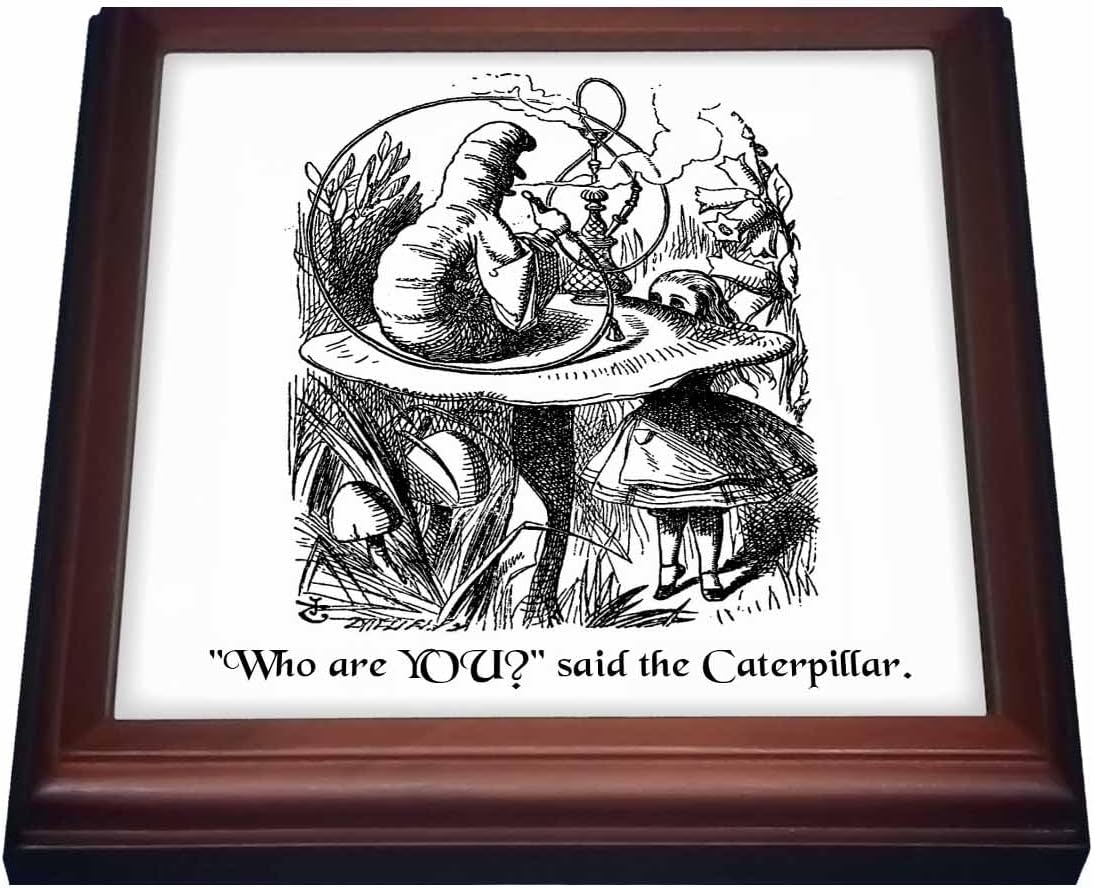 3dRose Who are You Smoking Caterpillar Quote From Alice in Wonderland Trivet with Ceramic Tile, 8" by 8", Brown