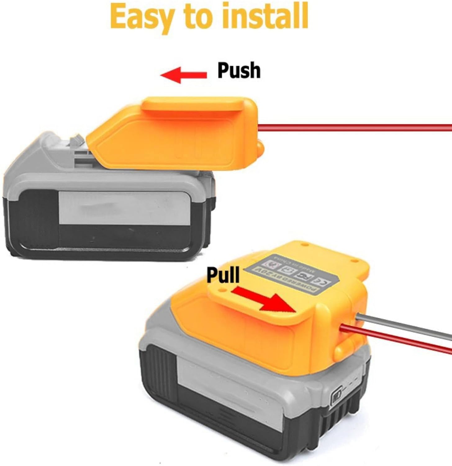 Jumper Cables for Car with Adapter Compatible with Dewalt 20V Batteries, Car Booster Starting Device Jump Start Converter, Portable DIY Power Whee Adapter Jumper (Battery not Included)