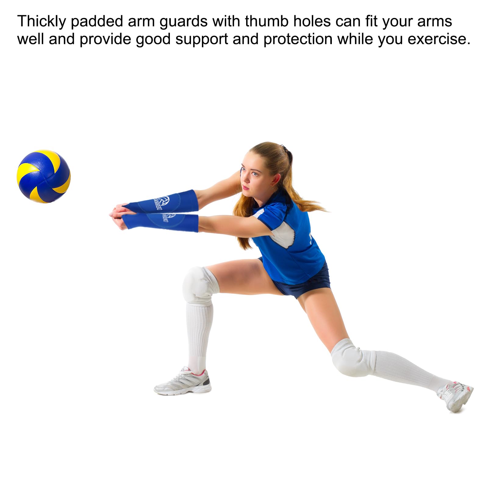 PATIKIL Manicotti Pallavolo, 1 Coppia Manicotti Avambraccio con Cuscinetti Protezione Cuscinetti per Braccia Pallavolo Foro Pollice per Giovani Uomini Donne, Bianco