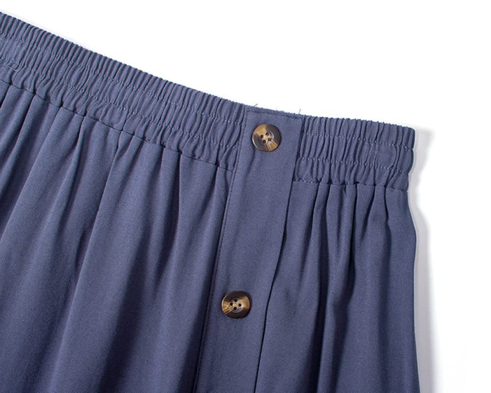 Faldas Mujer Reino Unido,Faldas Plisadas Elásticas para Mujer Midi Elegante Decoración De Botones Falda De Talle Alto De Péndulo Grande Faldas De Invierno Negra(Blue One Size)