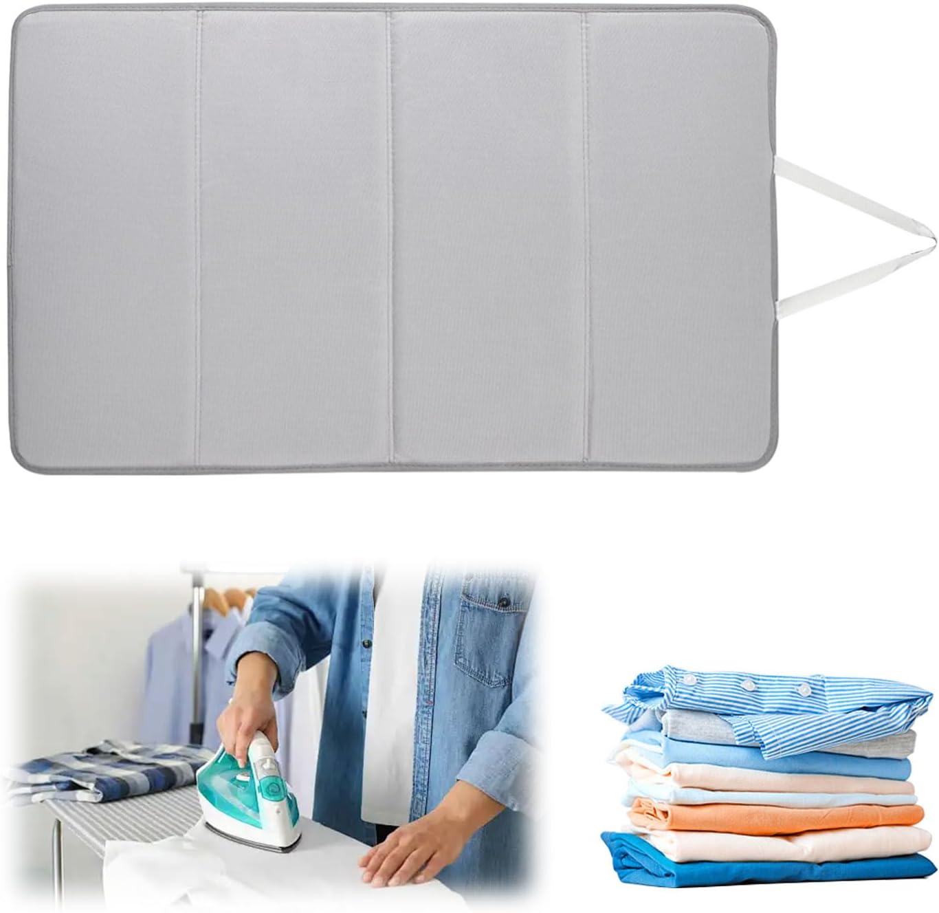 BestYiJo Foldable Steamer Board for Clothes with Heat-Resistant Glove & Handheld Ironing Pad, Hanging Ironing Board, Easier Steaming with Handheld Steamers, Can Also be Used Flat
