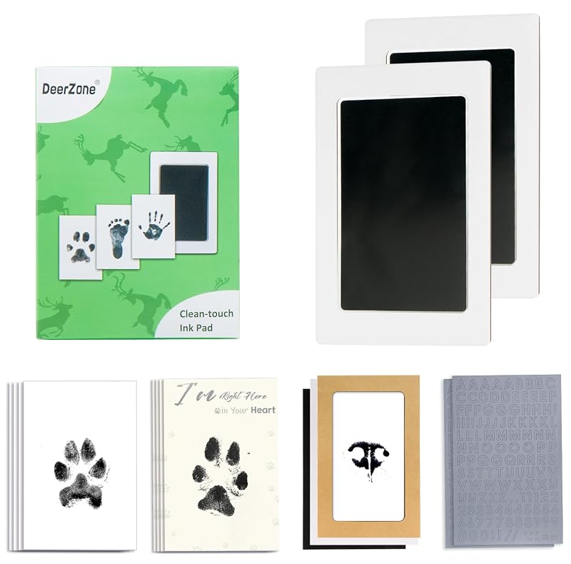 Kit de impressão de pata sem tinta para cães e gatos DeerZone, Preto, pacote com 2