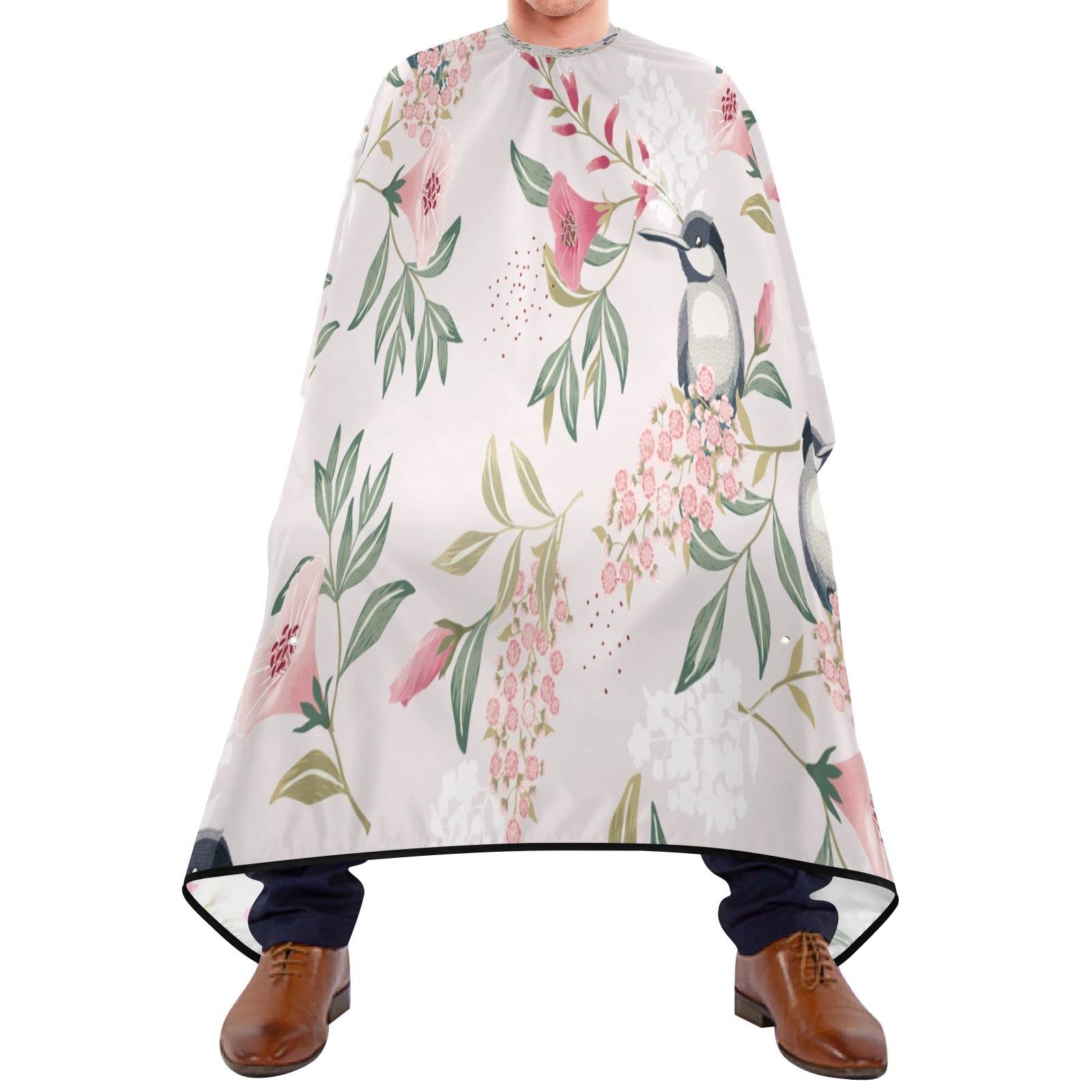 Capa De Peluquería Profesional 140x168cm, Flores De Pájaro Rosa Delantal De Peluquero Impermeable Personalizada Capas Para Peluqueria, Para Mujeres, Hogar