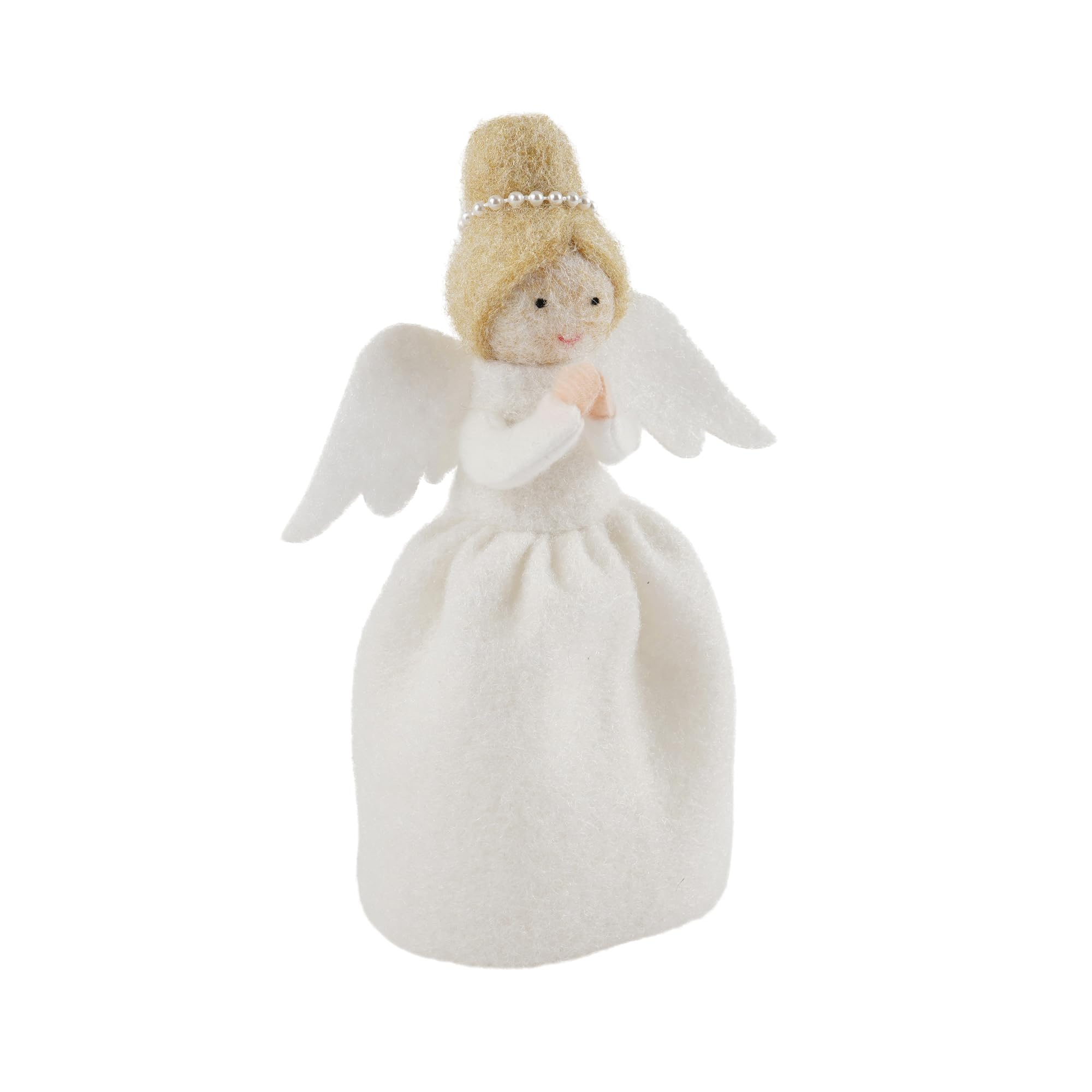 Cgb Giftware White | Christmas Felt Light Haired Angel Tree Topper | Festive Decor | Christmas Decoration | Seasonal | Gb08718