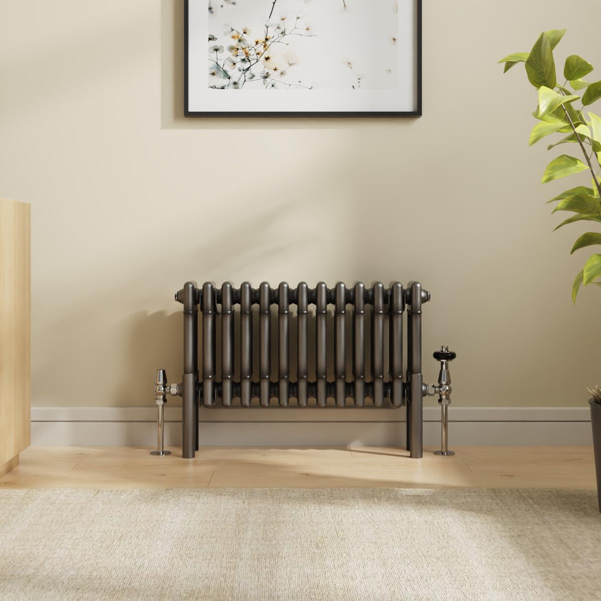 Nrg Raw Metal 300 X 605Mm Cast Iron Triple Column Horizontal Radiator