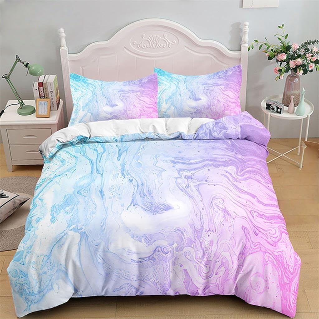 Parure de lit 200x200 marbre imprimé le cadeau idéal pour décoration de chambre de fille