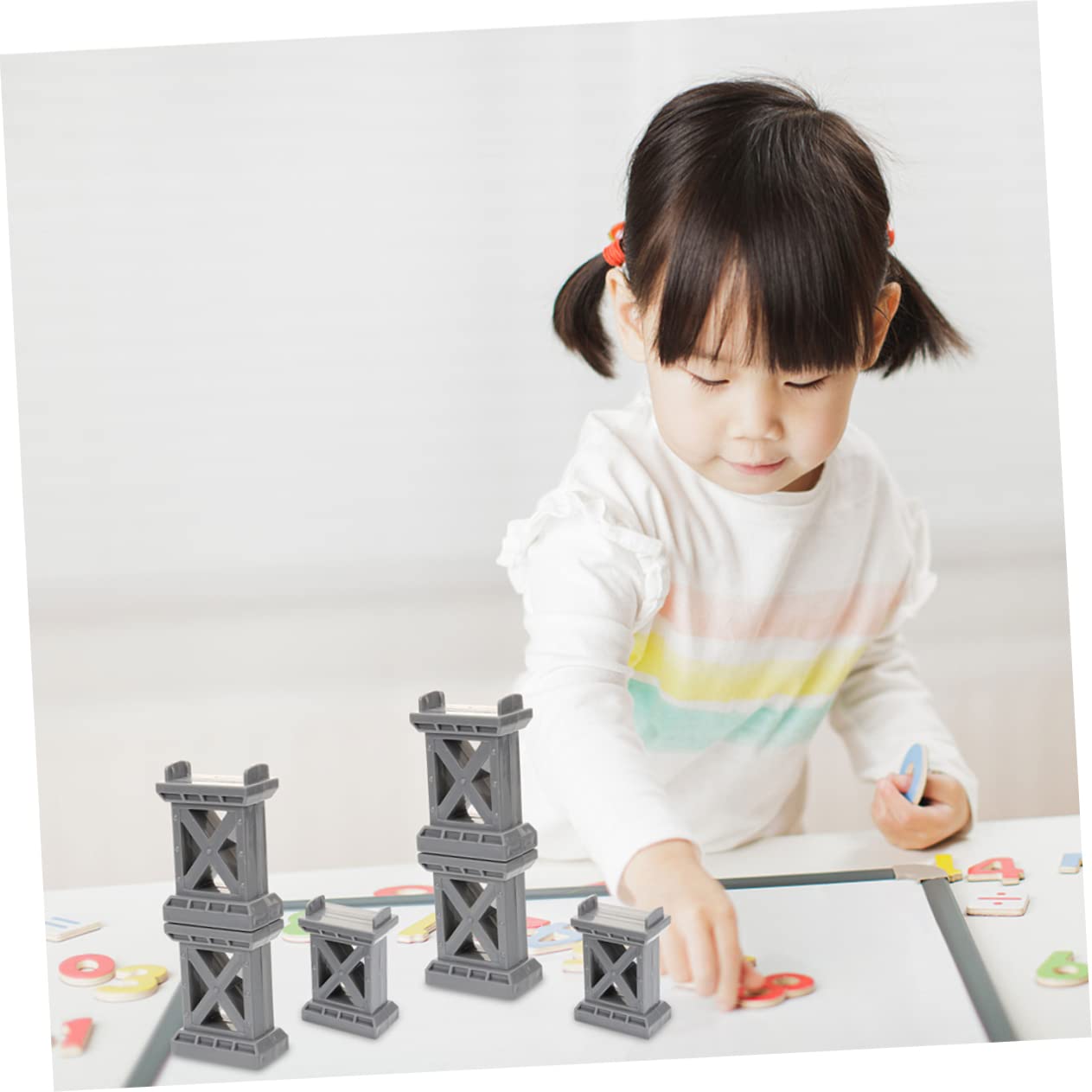 NAMOARLY 9pcs Tracks Bridge Support Riser Wooden Train Track Accessories for Wooden Train Sets