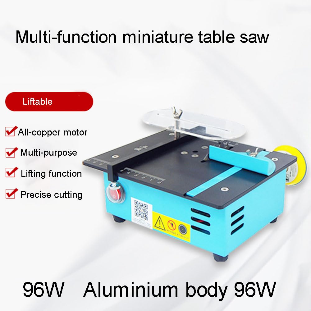 Mini Scie De Table 96W ZYWUOY Bleue - Multifonction Pour Coupe Bois, Métal, Plastique Avec Réglage Angle