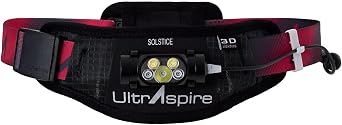 Ultraspire Lumen Collection Waist Light Belt | Aircraft Grade Aluminum Lightweight & IPX7 Waterproof Rating - 800 Solstice, Black/Red