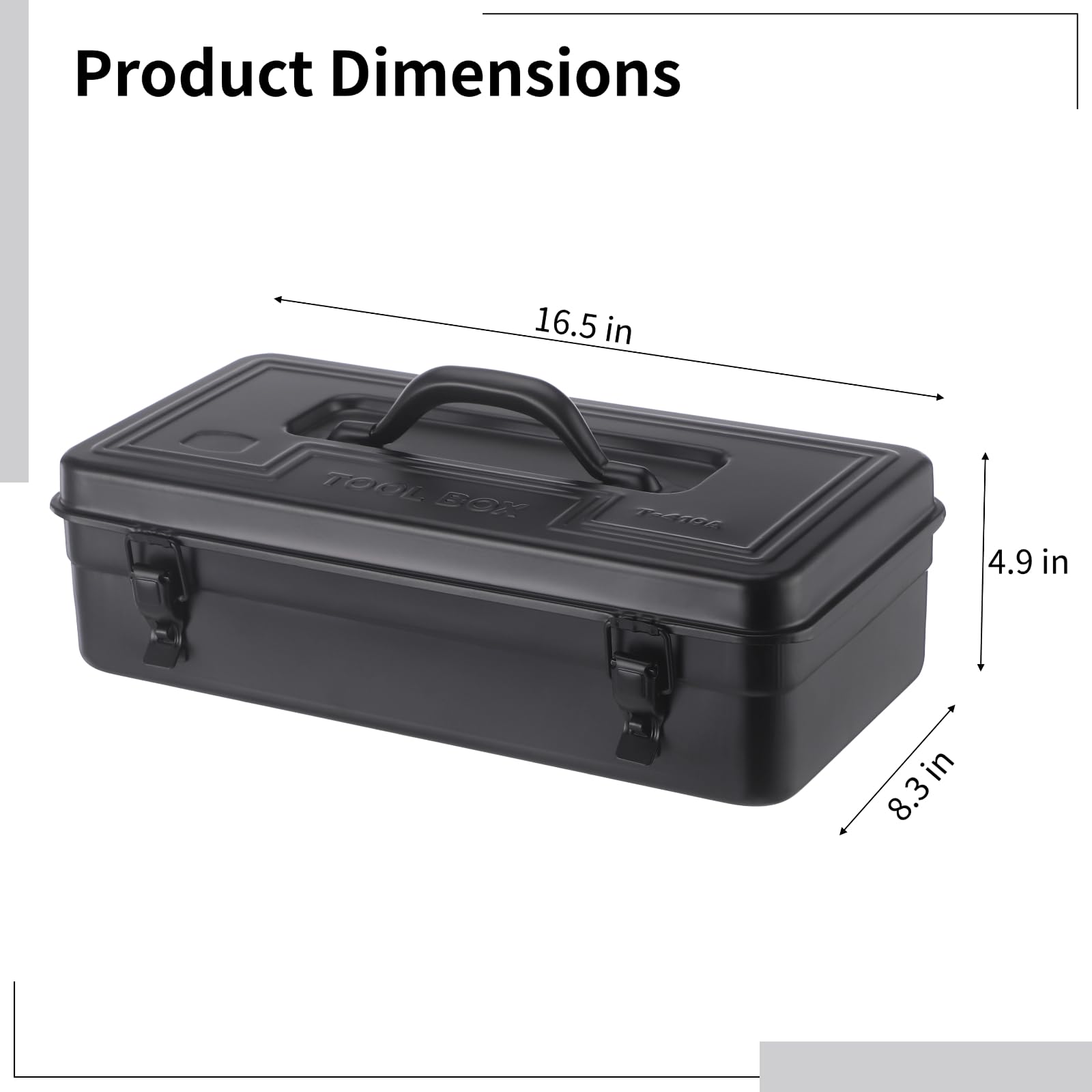 Caja de almacenamiento de acero con tapa con bisagras, caja de herramientas rectangular grande de metal con asa, hebillas dobles seguras, organizador de metal para sellos de álbumes de recortes