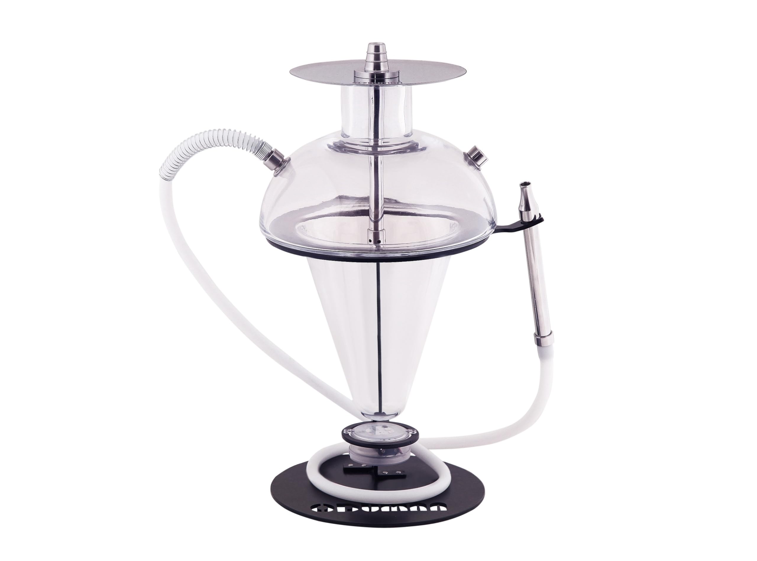 Oduman N5 Clear Glass Hookah 59-inch Hose Stainless Steel Shaft Portable