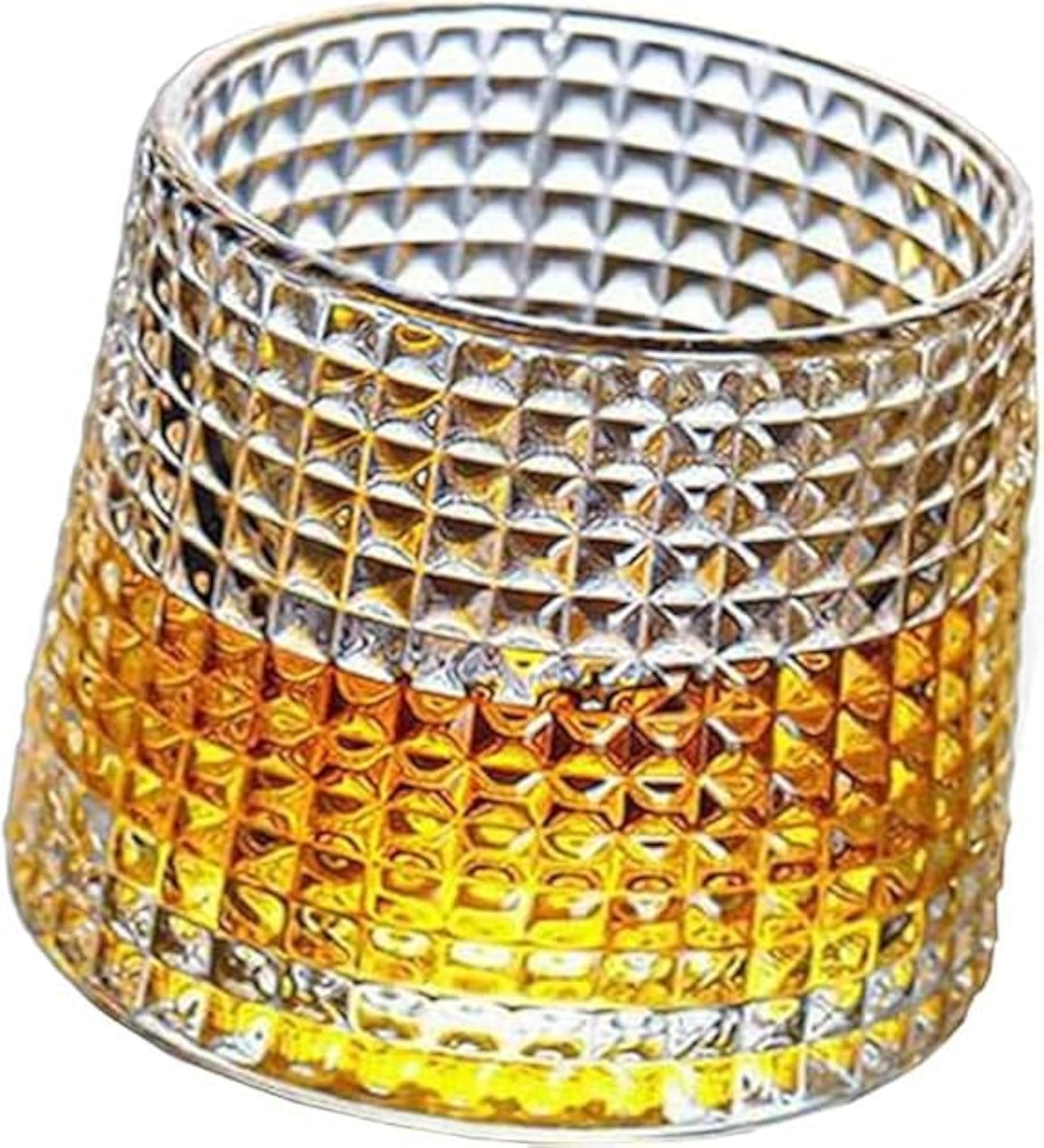 Crystal Whiskey Glasses Set, Premium Tumblers with Rotating Base