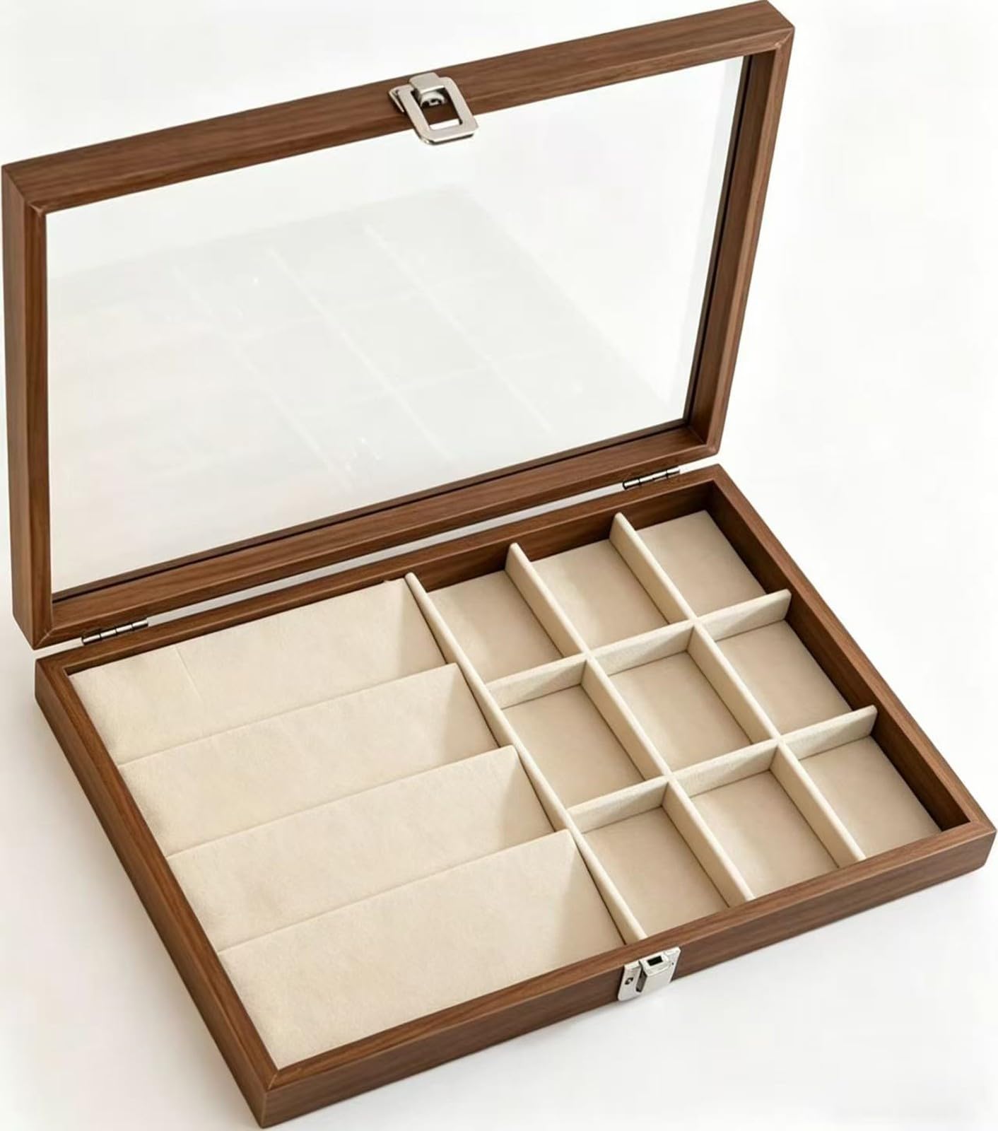 Drewniany organizer na biżuterię, taca na biżuterię, styl vintage, doskonały wybór do kolekcji biżuterii damskiej, różne style (1 warstwa P)