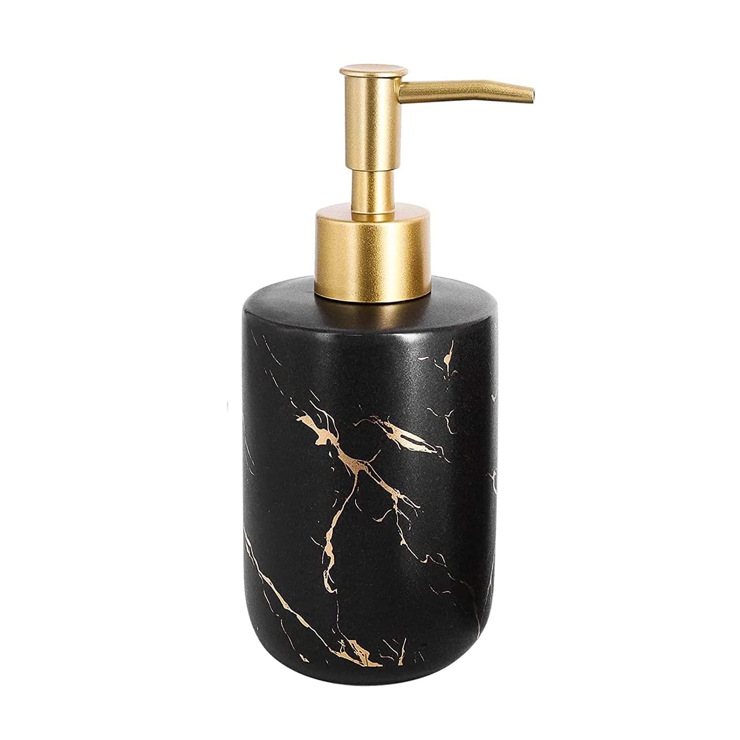 Lotion Dispenser Marble Look Ceramic Bathroom Vanity Countertop Bathroom Décor Accessory Soap Dispenser 300ml (Black Lotion Dispenser)