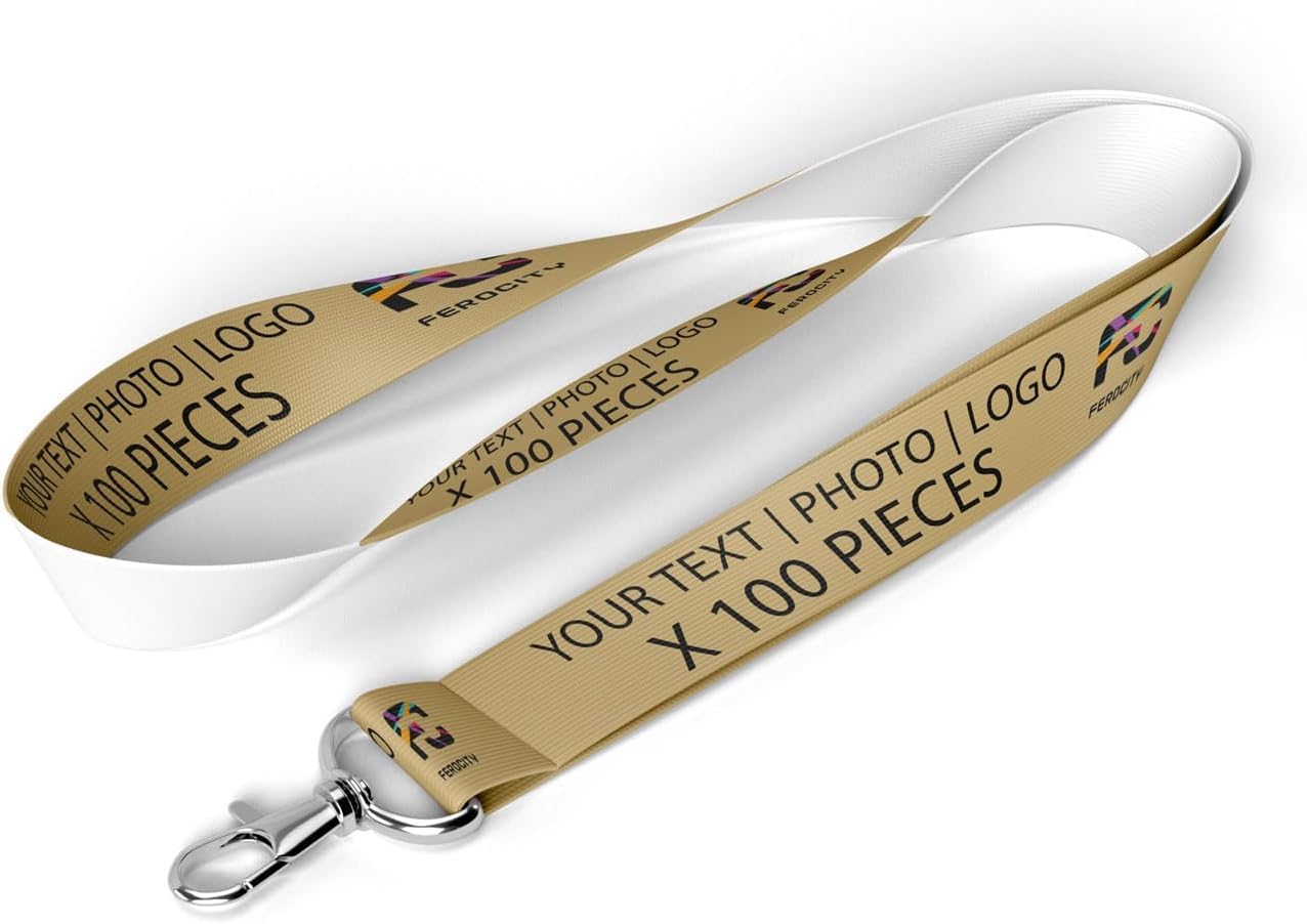 Personalized Lanyard Set of 100 Pieces with Your Logo/Text/Name or Graphics ID Neck Strap Lanyard for Holding a Name Badge [098]