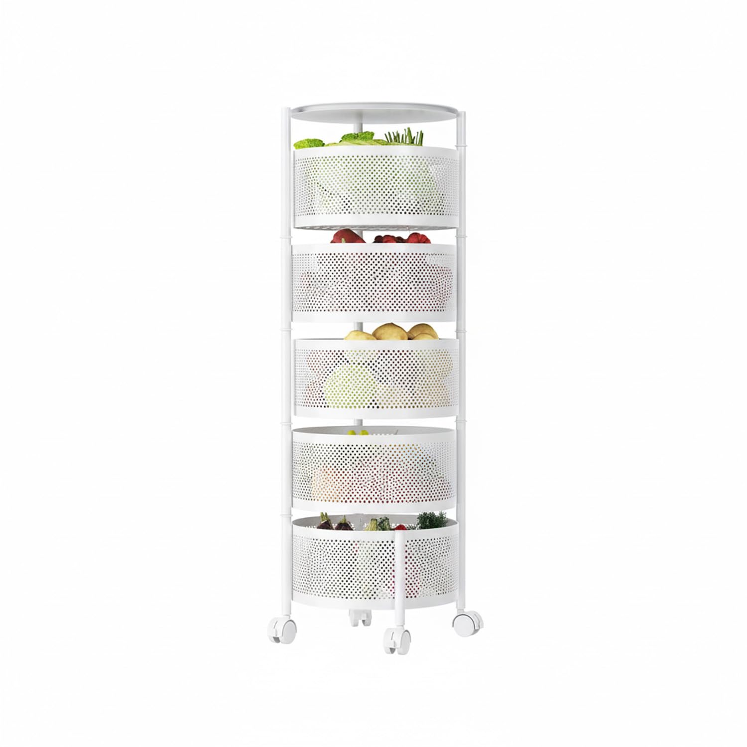 Meuble de rangement cuisine sur roulette Wintem étagère métal pliable blanc