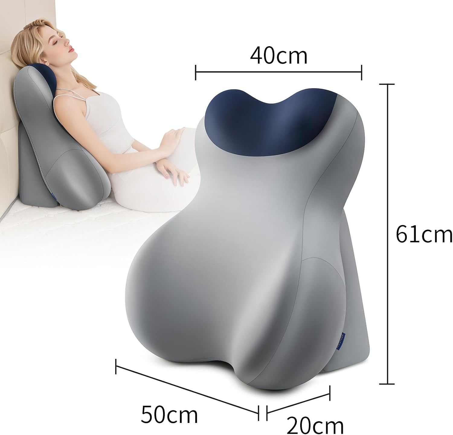Reading Pillow for Adults, Bed Backrest Cushion, Back Support Pillow for Sitting Up, Removable Washable Cover, Wedge Pillow for Bed, Sofa, Couch, Floor Use