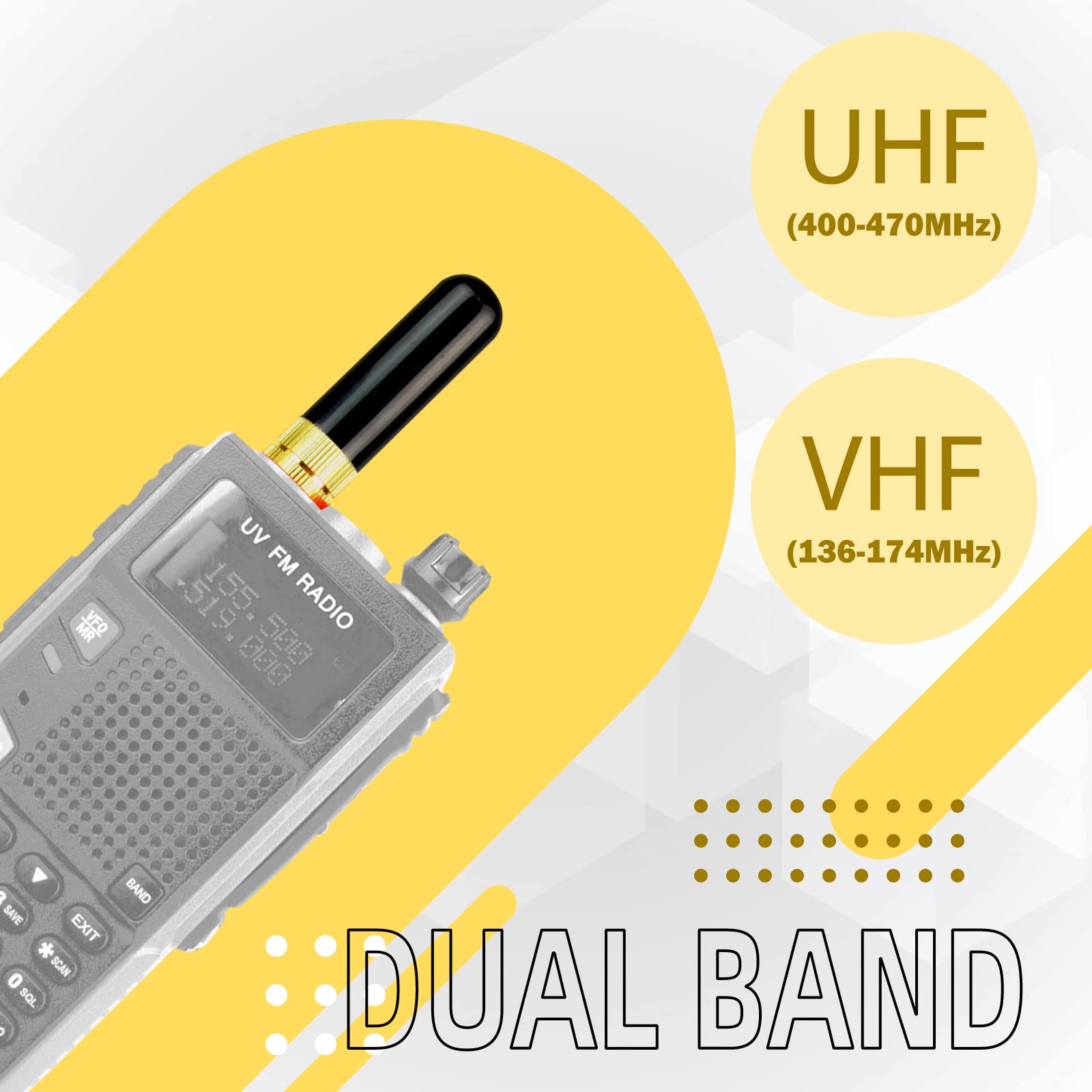 Retevis RT805S Walkie Talkie Antenna Corta SMA-F Doppia Banda UHF VHF Compatibile con Baofeng UV-5R BF-888S