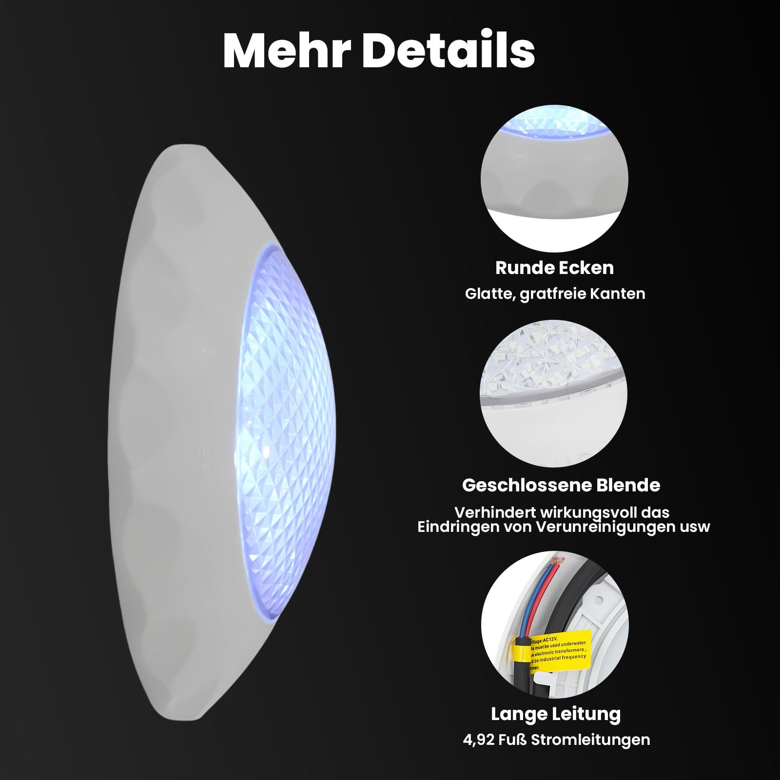 45W AC12V RGB LED Poolbeleuchtung Unterwasser,Unterwasser Led Pool mit Fernbedienung,Poolbeleuchtung Schwimmbad Licht Wasserdicht wasserdichte Light Poolleuchte Swimmende Beleuchtung Lampe (12V 45W)
