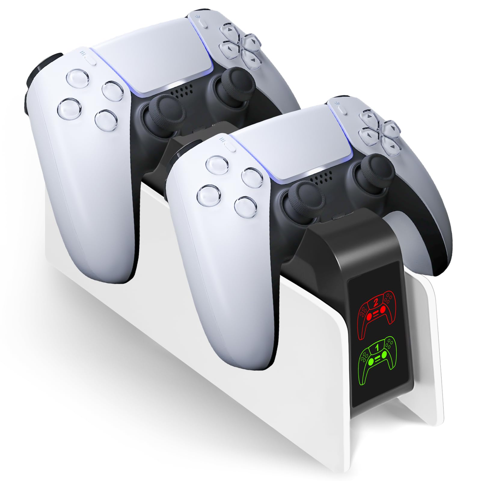 PS5 Controller Ladestation, PS5 Ladestation Controller mit LED Anzeige, 2 Std Schnellladung Ladestatio mit Typ-C Ladekabel für PlayStation 5 Edge, PS 5 Zubehör(Weiß)
