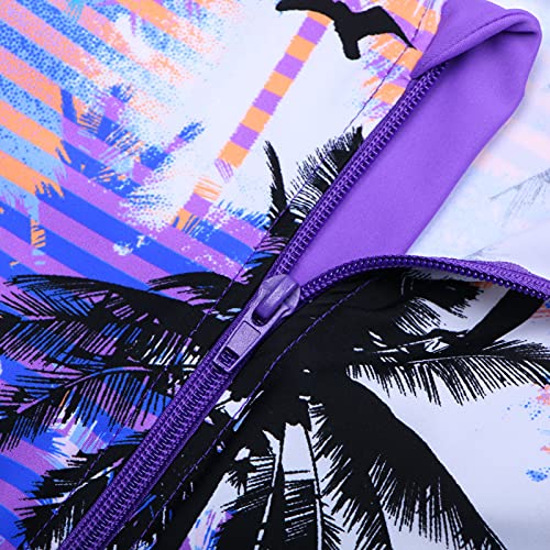 TFJH E 1PCS Long Sleeve Girls Bathing UPF 50+ Rash Guard Suits Swimsuts Zip 3-14Y3