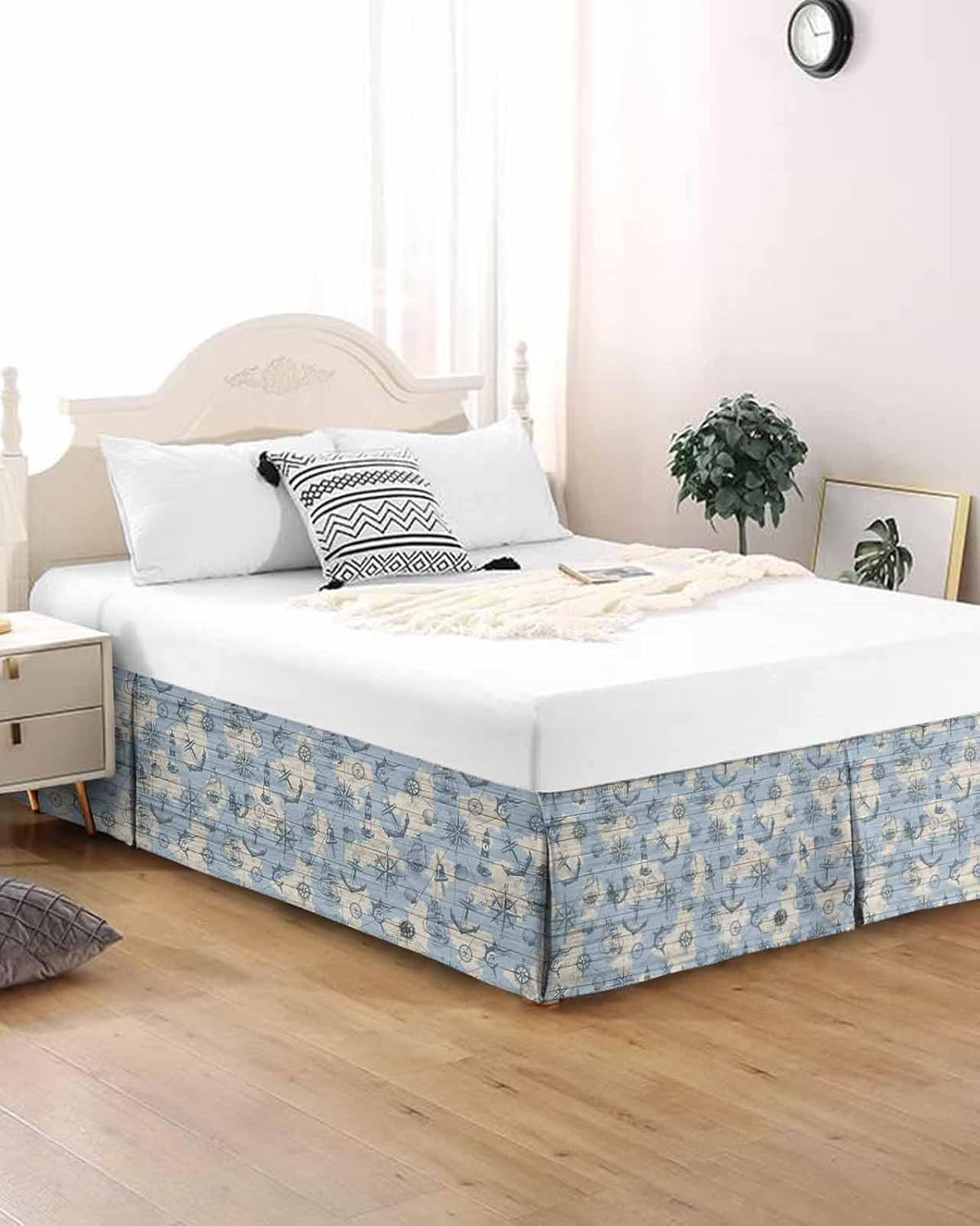 Sage Green Bed Skirt with Split Corners Cal King Size 16" Drop, Tailored Dust Ruffle Bed Skirts Wrap Around Bedskirt Soft Cozy Bedding for Bedroom Hotel Abstract Modern Minimalist Soild Color