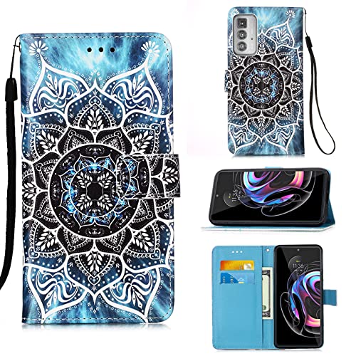 Fatcatparadise Funda para Motorola Moto Edge 20 Pro [con Protector Pantalla], PU Cuero Flip Carcasa Fundas de Tapa Libro para Motorola Edge 20 Pro [Protección Completa] [Ranura Tarjeta] (Mandalas) Cover