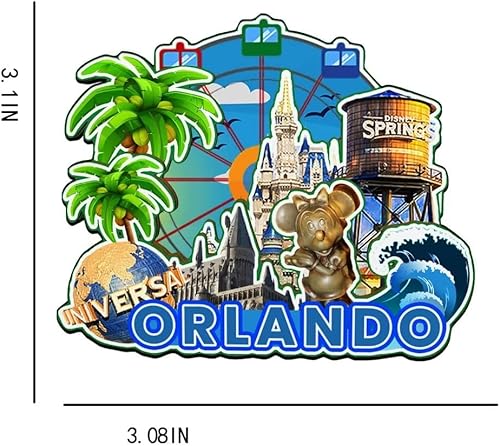 Miniatura 3 de Imán de madera para nevera Orlando Florida, Estados Unidos, 3D, monumentos de viaje, coleccionables, recuerdos, decoración hecha a mano -2650
