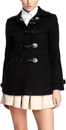 Vertigo Paris Womens Classic Duffle Style Toggle Coat - Black - Small