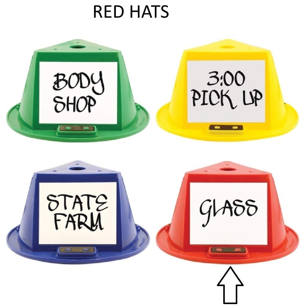 Magnetic Roof Toppers - Magnetic Car Top Hats - Set of 10 - with Dry Erase Panels (Red)