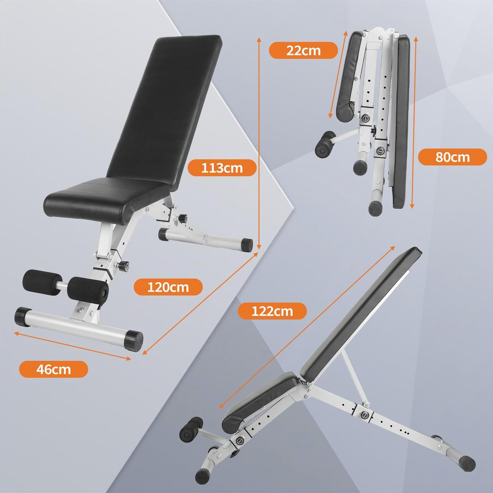 Banco de Pesas Ajustable con Pasador Rápido ALLINLIFE 200KG Plegable – Banco Musculación Multifunción con 13 Posiciones, Respaldo Regulable en 7 Niveles para Entrenamiento en Casa