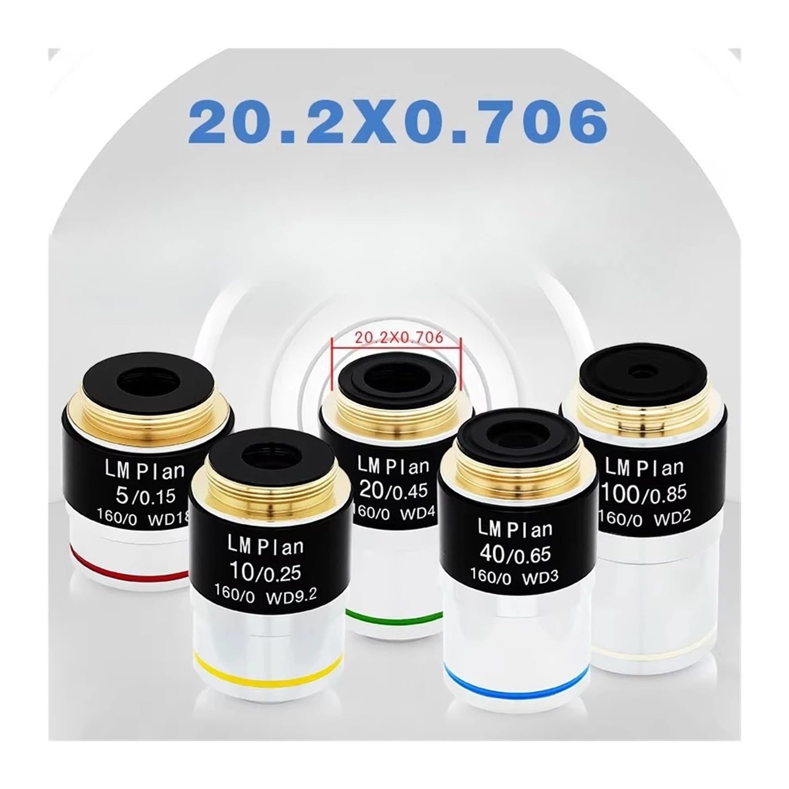 Microscope Objective, Lente metalúrgica finita semiapo LMPlan