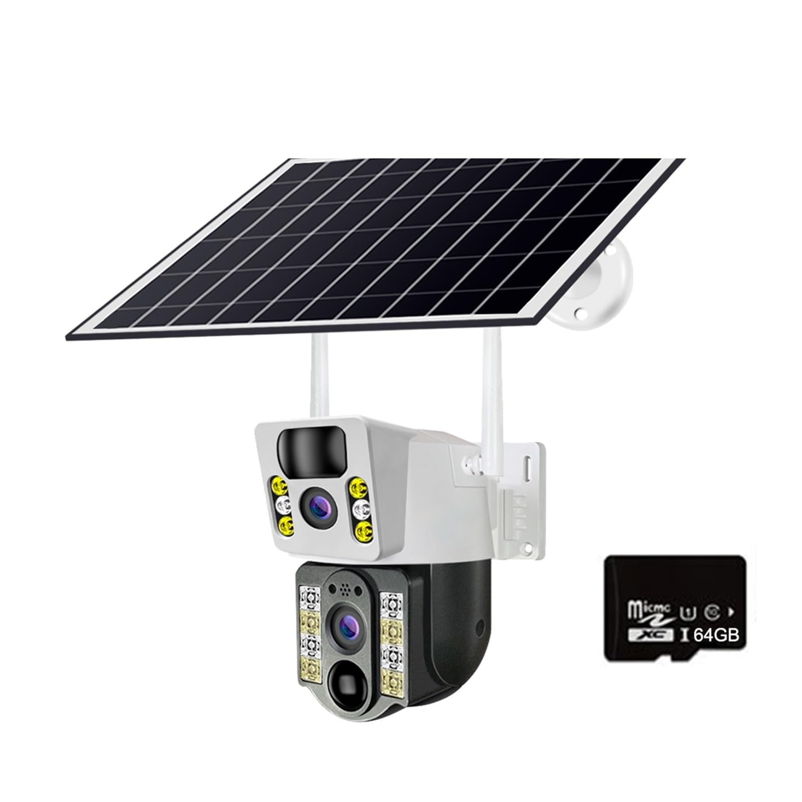 Oshpmbdlyfj Wifi Cam 64Gb Card 8Mp 4K Wireless Solar Camera 4G Sim Outdoor Dual Lens Wifi Ip Camera Pir Night Vision Cctv Security Protection Monitor(Wifi Cam 64Gb Card)