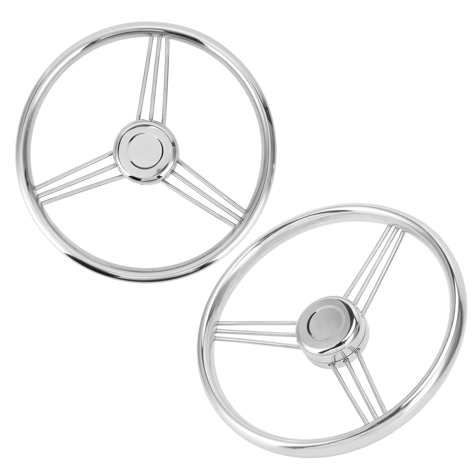 Volanti da, Volante da Barca da 13,5 Pollici 9 Razze 15° 3 Ruote da 4 Pollici con Albero Conico Standard in Acciaio Inossidabile Lucido, Barca per Nave da Yacht Universal Fit