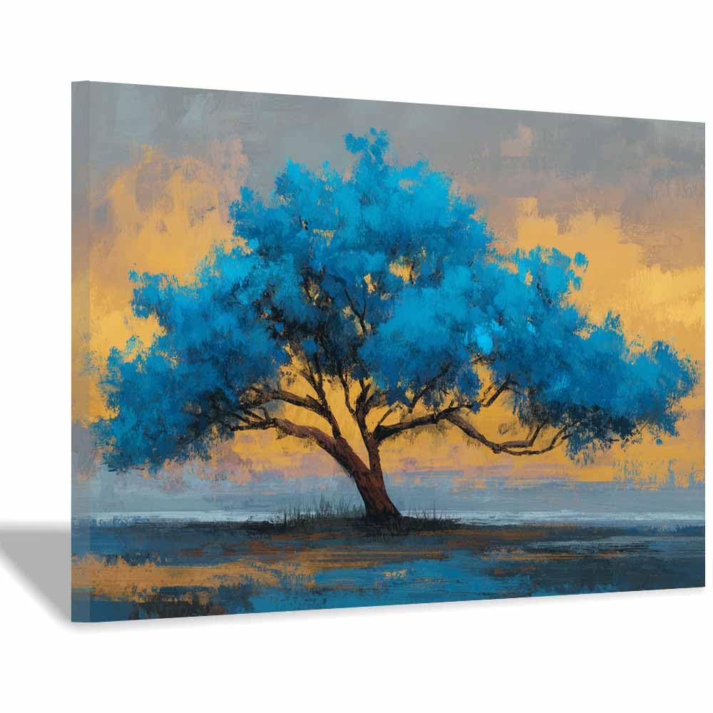 HOQIU Tree Wall Art Sacred glowing lifes tree artwork, home canvas prints, for Bathroom Living Room Bedroom(Multicolor)-60x80cm Framed