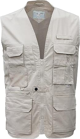Foxfire Mens Utility Hiking Safari Vest for Travel, Photo, and Outdoor Wear with Pockets, Cotton