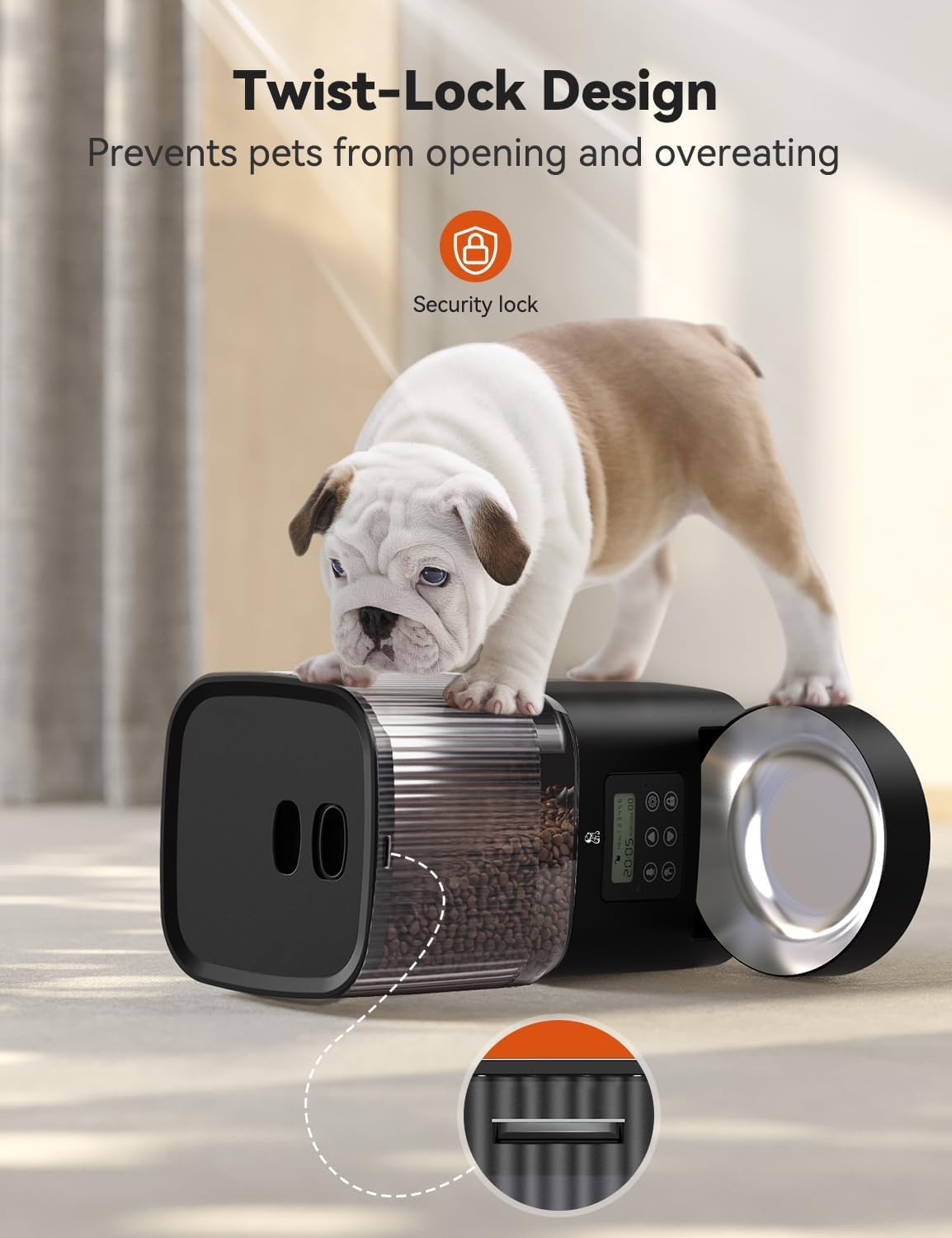 Automatic Cat Feeders, Timed Dog Feeder with Stainless Steel Bowl, 5L Programmable Control 1-6 Meals Per Day, Pet Dry Food Dispenser for Cats and Small Medium Dogs - image 4