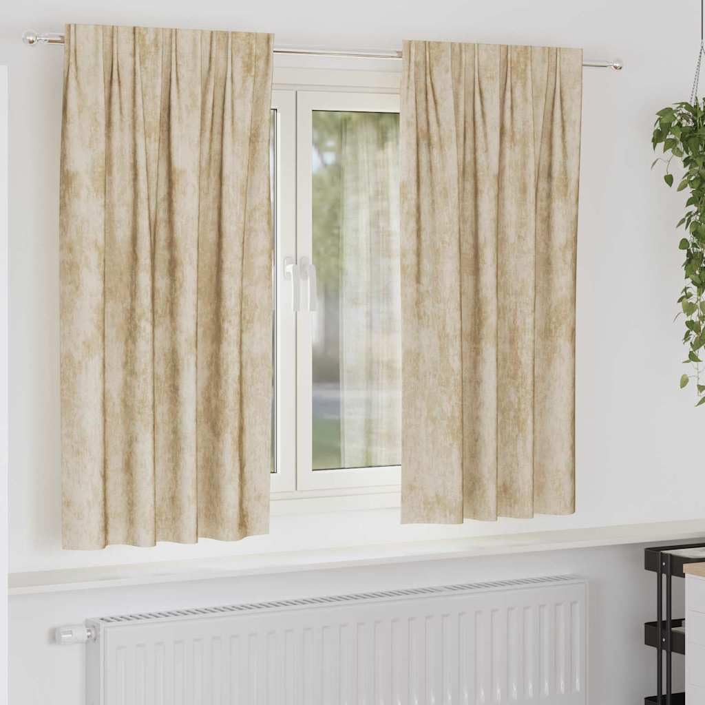 Samtvorhänge 2 Stück Creme 175 x 140 cm Verdunkelung Vorhänge mit Thermo-Isolierung Sichtschutz für Wohnzimmer Schlafzimmer Büro moderner Schal