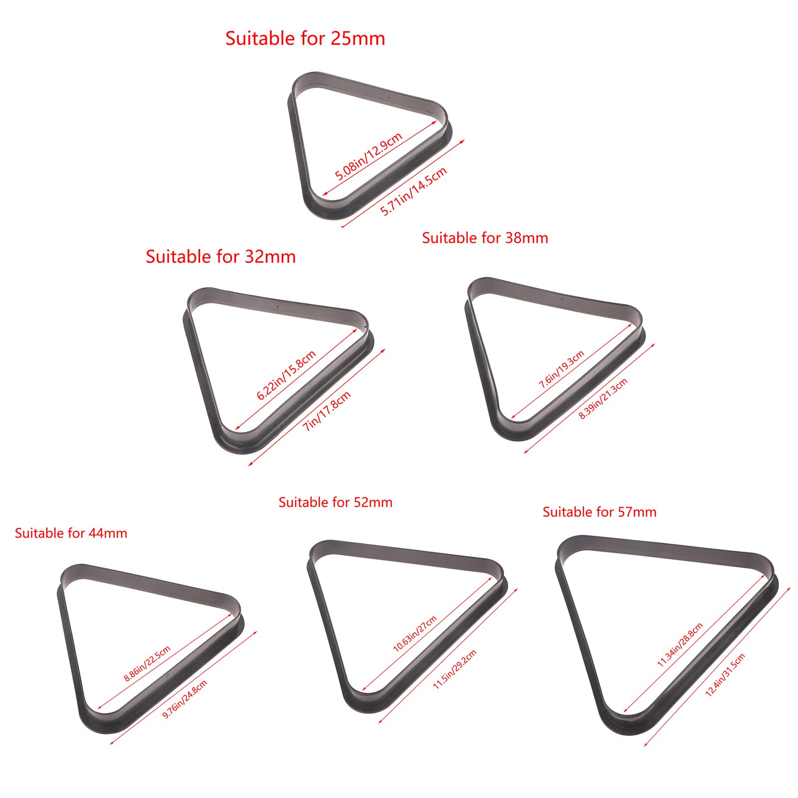 Accessori Tavolo Da Biliardo Snooker Triangolo Telaio Rack in Plastica 25 mm 32 mm 38 mm 44 mm 52 mm 57 mm