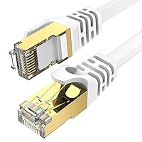 Vista 9 de Cable Ethernet Cat 7 de 25 pies de alta velocidad, cable de Internet plano blindado con clips, más rápido que el cable LAN Cat6, color negro