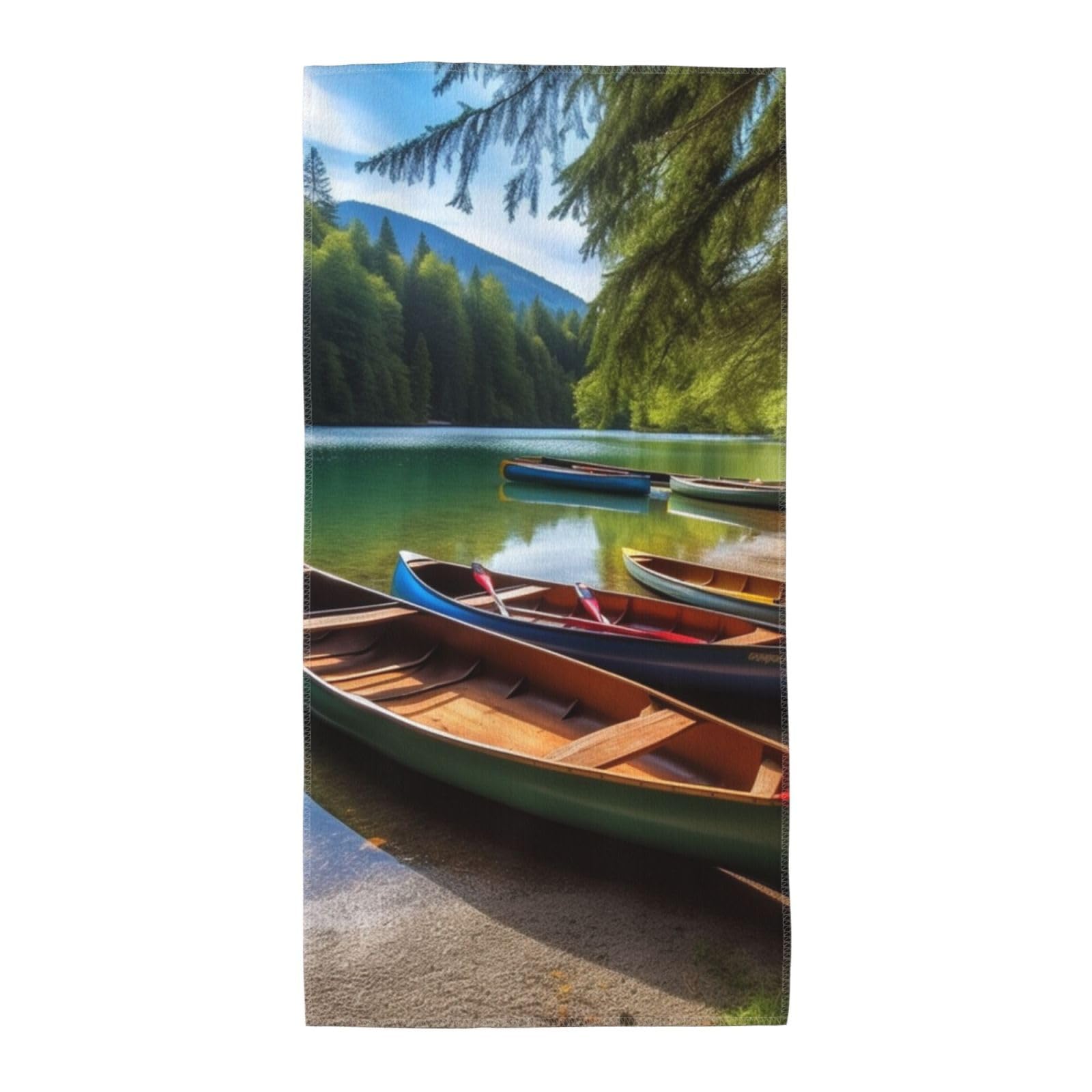 FekiLoot Absorbent Hand Towels 13.8"X27.5" Decorative Bathroom Towel Soft Microfiber Face Towel Lake with Boats Canoes Park Dish Kitchen Towels for Bathroom Kitchen Hotel Spa Bath Towels