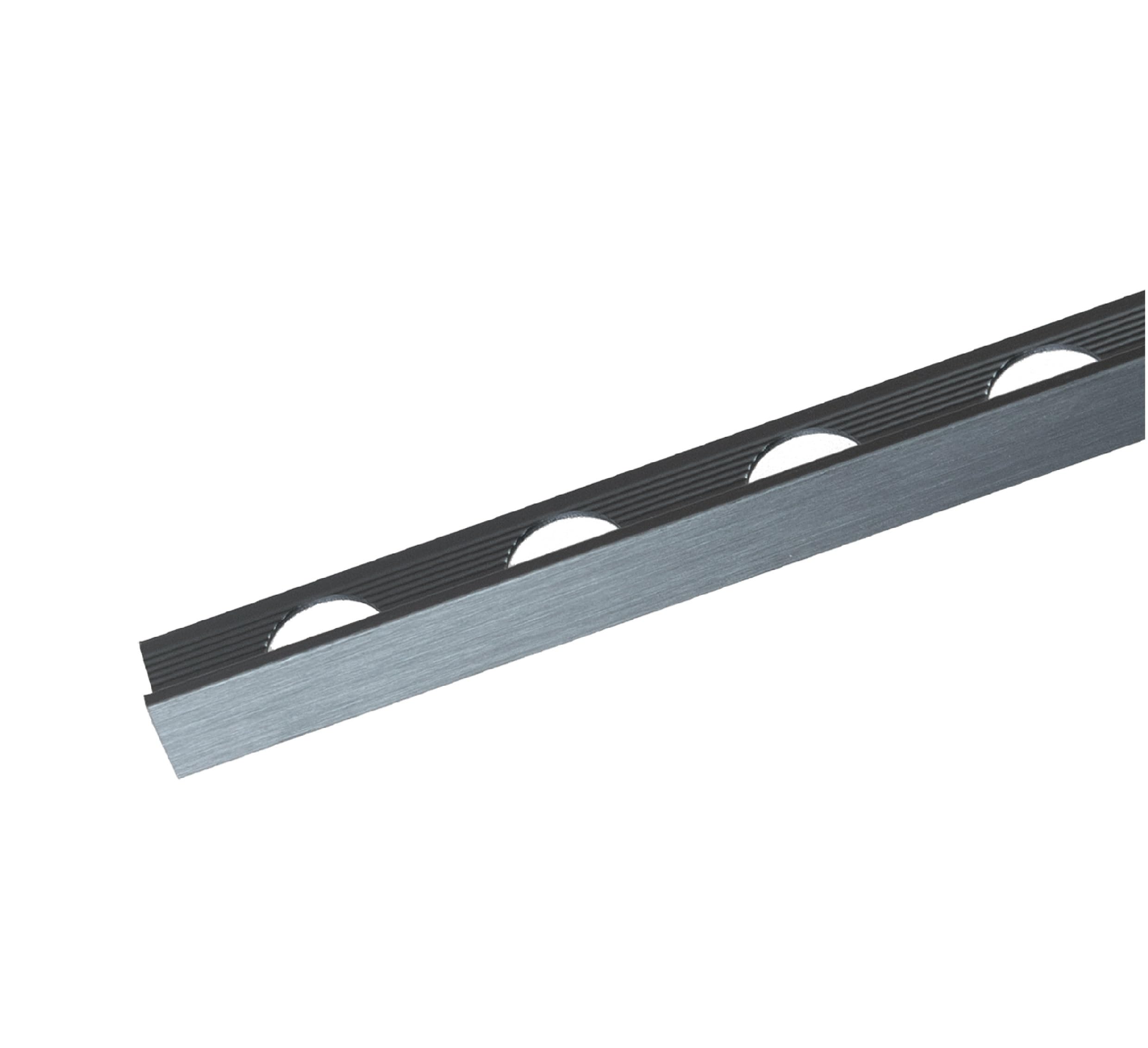 Tile Trim Edge 5 Pack – 2.5m Aluminium Straight Square Edge Tile Trims – 8mm, 10mm, 12mm – Multiple Colours – Bathroom & Kitchen Wall Edging (Brush Grey, 8mm)
