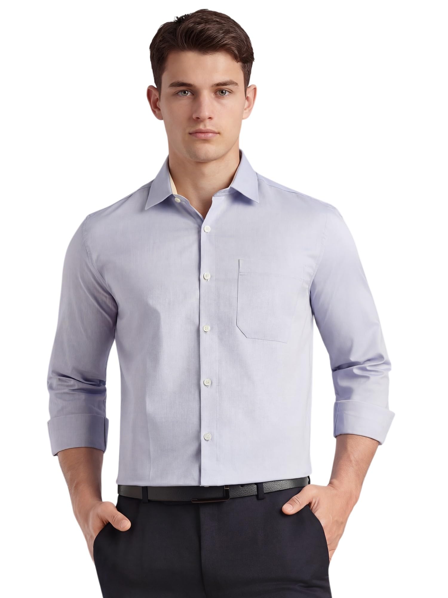 thomas scott Men's Regular Fit Formal Shirt | 100% Cotton Long Sleeves | Spread Collar with Contrast Fabric (Available in Plus Size)-picture-25