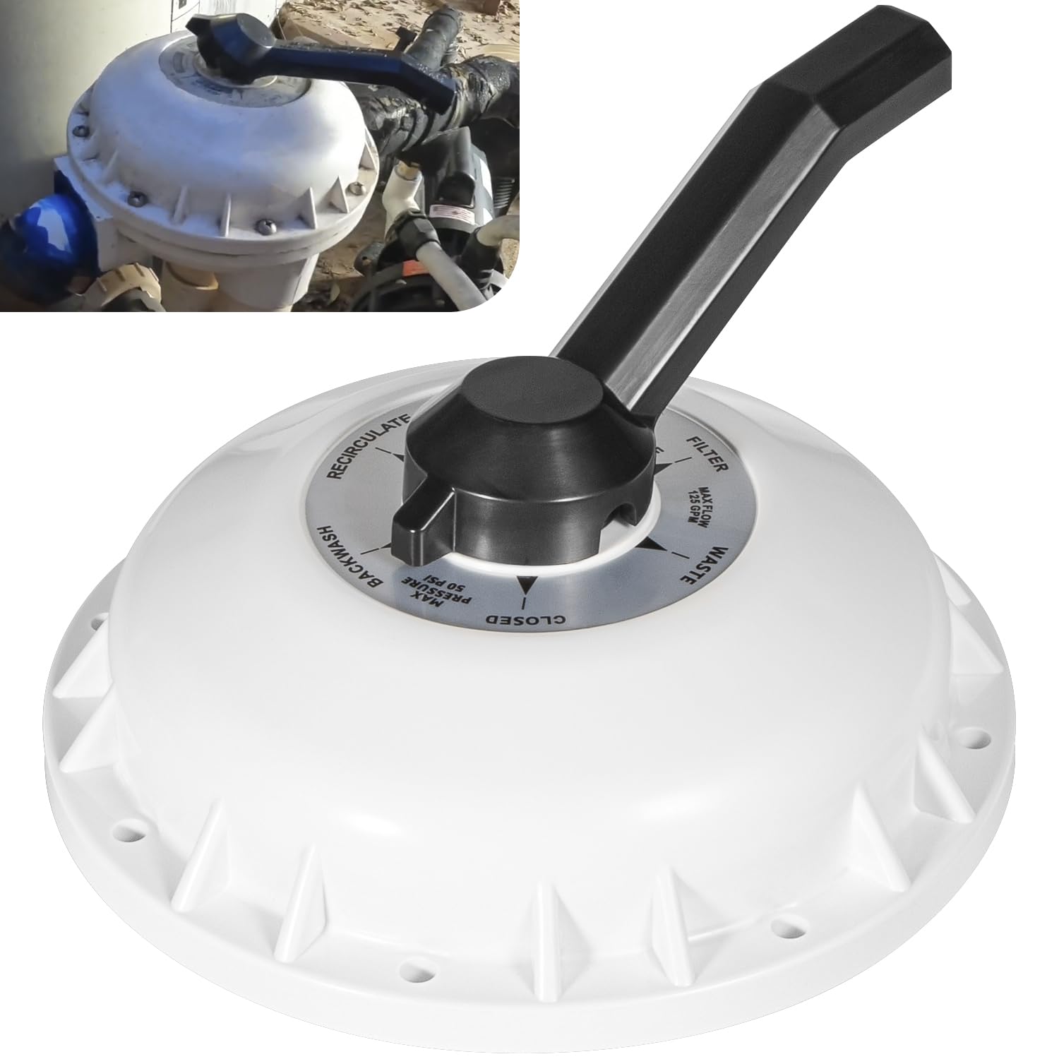 272422 - Conjunto superior de válvula compatible con válvulas de alta flujo, piscina y spa Pentair de 2 pulgadas, 261142, 261049, 261050 (blanco)