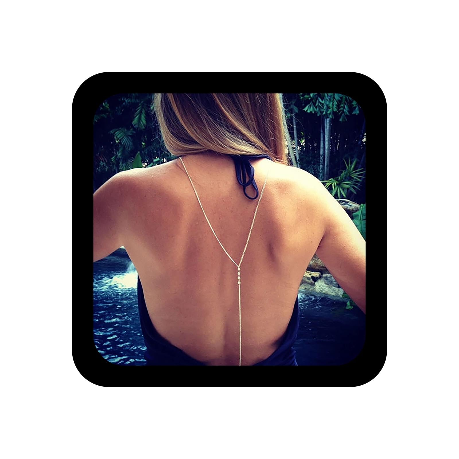 Collier Chaîne Dos Nu Boho Strass Doré - Bijou Corps Mariée Rétro Élégant
