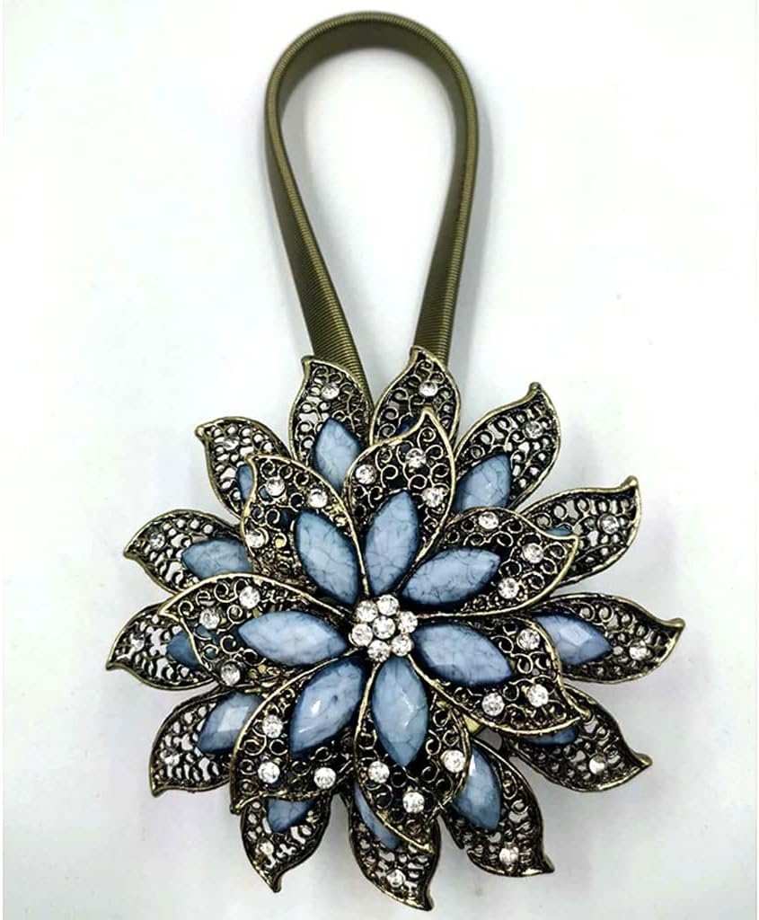 FMURY Curtain Tiebacks Rhinestone Curtain Accessories for Bedroom Living Room Decorative Curtain Holdback Clip(Gray)