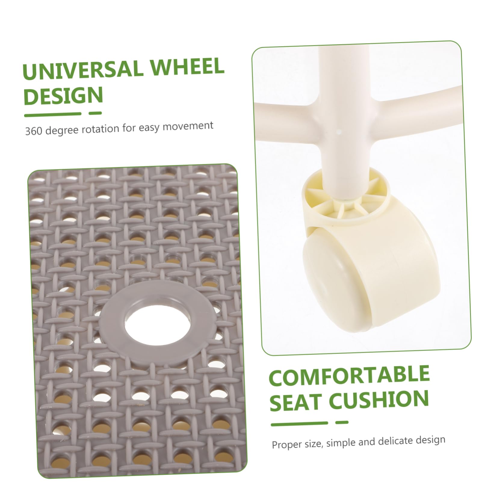 Sgabello Rotondo con Ruote Mobili in Plastica per Pedicure e Salone di Bellezza, Resistente e Flessibile per Uso Professionale e Domestico